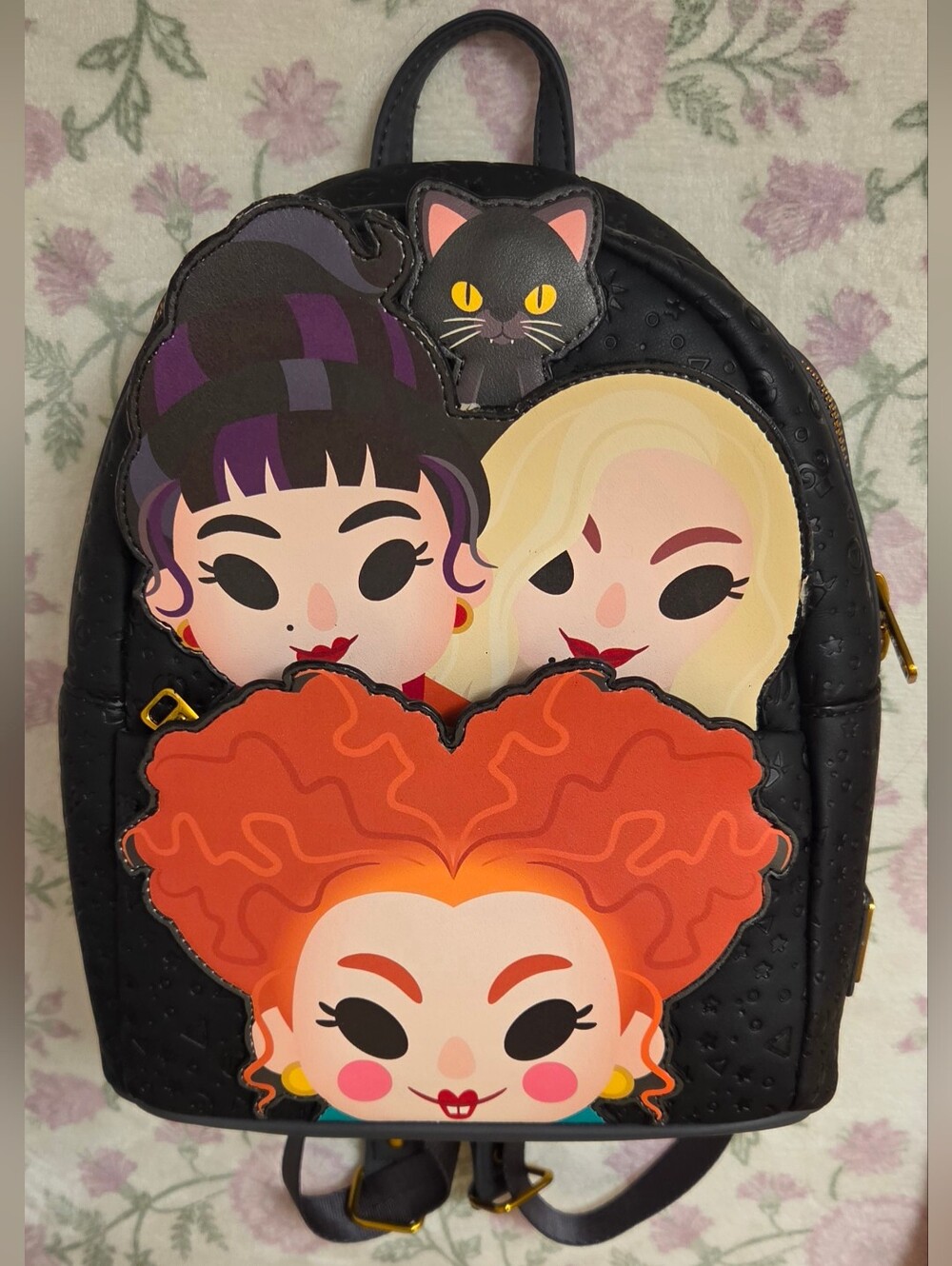 Black Women’s Character Patch Mini Backpack - Black
